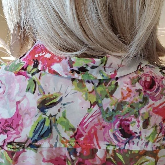 LIZ CLAIBORNE PETITES Women's Floral Blouse, Size Petite Large PL - Picture 10 of 12
